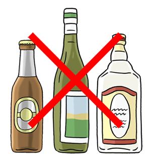 Durchgestrichene Alkohol Flaschen