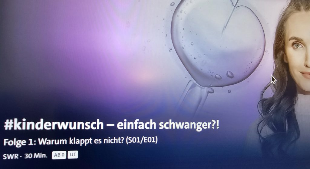 Screenshot aus der ARD Mediathek zu der Doku Serie "#kinderwunsch - einfach schwanger?!"